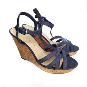 Jessica Simpson Denim wedges sandals